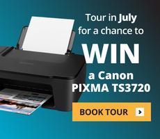 Take a Tour in July for a Chance to WIN a Canon PIXMA TS3720.