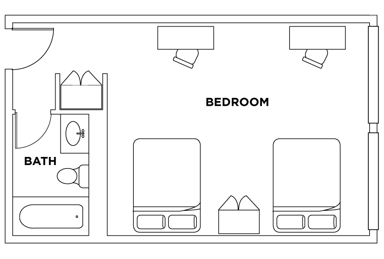 Parkside 1 Bedroom 1 Bathroom Shared Floor Plan
